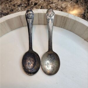 Gerber Winthrop Silver Plate Baby Spoons Lot of 2 Antique Silverware